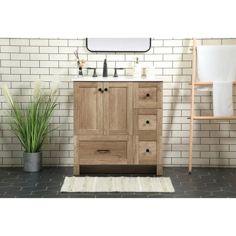 Foundstone™ Norma 32'' Free Standing Single Bathroom Vanity with Quartz Top & Reviews | Wayfair Minimalistic Fashion, 36" Vanity, Quartz Vanity Tops, Bathroom Necessities, Single Sink Vanity, Porcelain Sink, Vanity Base, Wood Vanity, Wood Bathroom