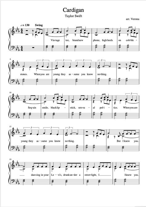 CARDIGAN - TAYLOR SWIFT (FREE SHEET MUSIC) Cardigan Sheet Music, Kahoot Piano Sheet Music, Taylor Swift Violin Notes, Cardigan Taylor Swift Piano Notes, Evermore Piano Sheet Music Taylor Swift, Taylor Swift Folklore Piano Sheet Music, Music Sheets For Piano, Taylor Swift Cello Sheet Music, Cardigan Piano Taylor Swift