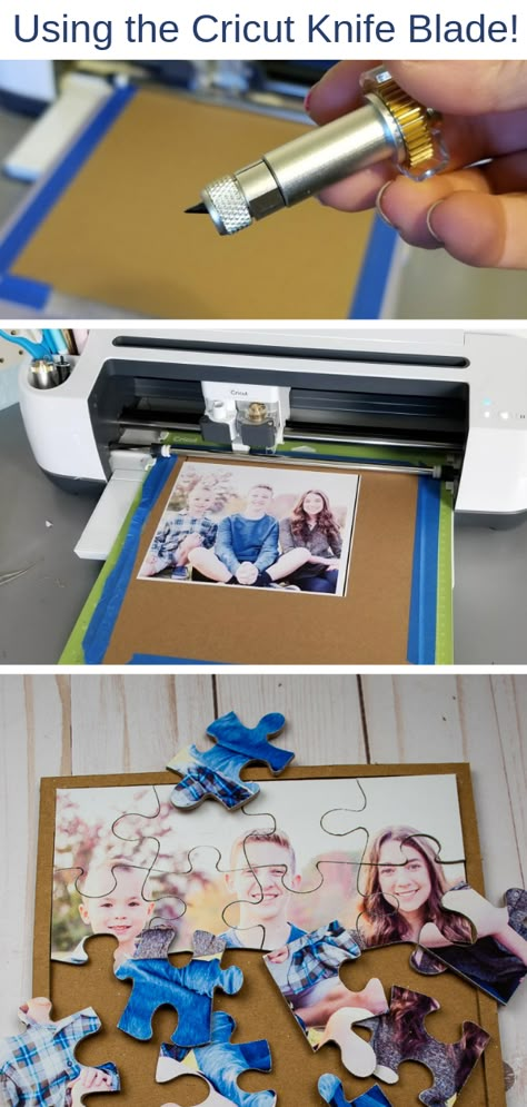 Knife blade Cricut projects! Learn how to make a puzzle with a photo using chipboard, a Cricut Maker and the knife blade. A fun and easy DIY gift using your own photo. #diygifts #cricutmaker Make A Puzzle, Idee Cricut, Quick And Easy Crafts, Projets Cricut, Creative Diy Gifts, Astuces Diy, Cricut Projects Beginner, Mason Jar Crafts Diy, Diy Simple