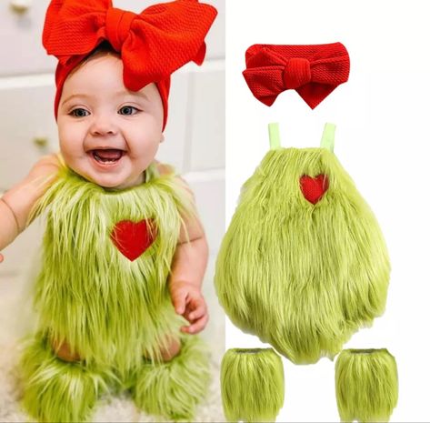 Fun Christmas Outfits, Grinch Halloween, Grinch Costumes, Baby Cosplay, Baby Grinch, Great Halloween Costumes, Leg Warmer, Baby Halloween Costumes