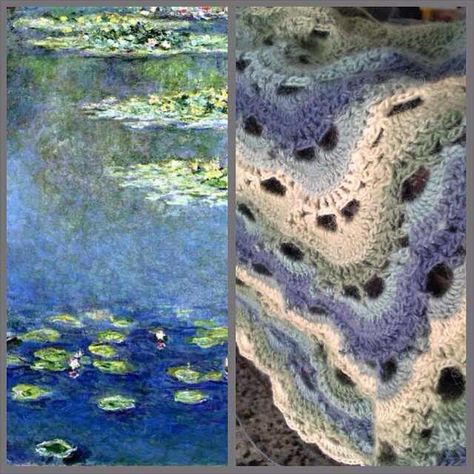 Monet + Crochet Monet Pixel Art, Claude Monet Clothes, Monet Crochet Blanket, Monet Cross Stitch, Monet Shower Curtain, Crochet Tapestry, Contest Design, Claude Monet, Tapestry