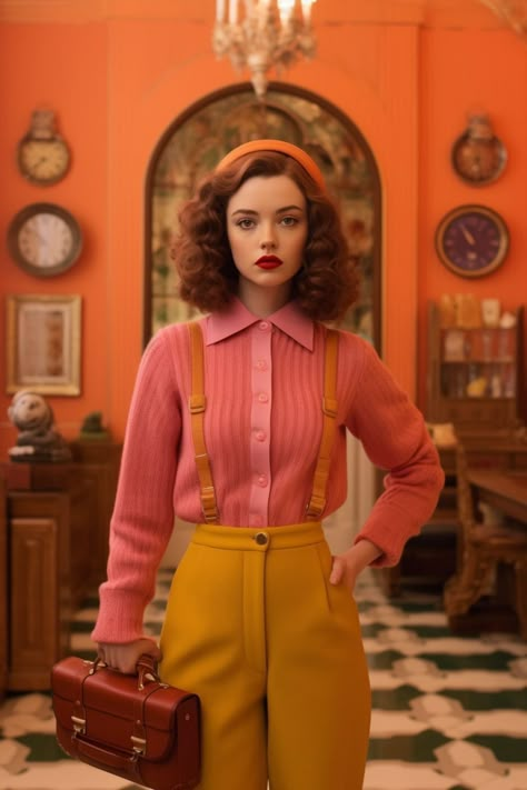 Wes Anderson Aesthetic Outfits, Wes Anderson Women, Wes Anderson Photoshoot, Wes Anderson Outfits, Wes Anderson Party, Wes Anderson Characters, West Anderson, Wes Anderson Aesthetic, Wes Anderson Inspired