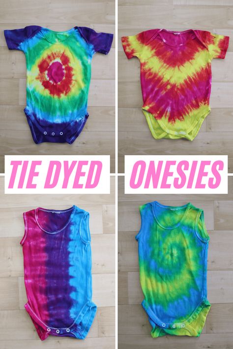 The Dye Onesie, How To Tie Dye Onesies, Tye Dye Onesie Diy, Tie Dye Onesie Diy, Tie Dye Baby Onesies, Tie Dye Baby Shower Ideas, Tye Dye Onesie, Tie Dye Onesies, Baby Onesies Diy