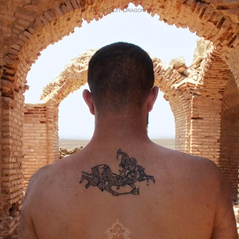 Persian Style Tattoo, Shahnameh Tattoo, Rostam Dastan Tattoo, Persian Tattoo Ideas, Iranian Tattoo, Tatto Man, Farsi Tattoo, White Demon, Persian Tattoo