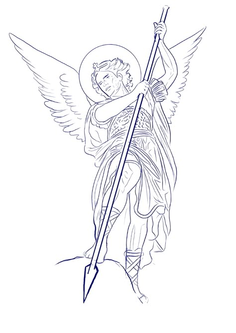 Saint Michael Tattoo Stencil, Arch Angel Michael Tattoo Design, Guardian Angel Tattoo Stencil, Archangel Drawing, Arch Angel Michael Tattoo, Saint Michael Tattoo Design, Saint Michael Tattoo, Jesus Tattoo Sleeve, Archangel Michael Tattoo