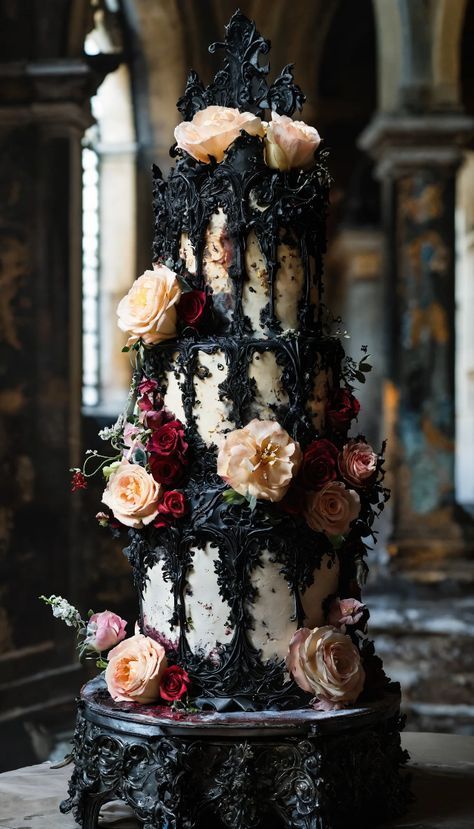 #cake #cakedecorating #cakes #birthdaycake #chocolate #food #dessert #cakesofinstagram #birthday Goth Wedding Cake Ideas, Gothic Pink Wedding, Wedding Cakes Gothic, Goth Cake Wedding, Dark Wedding Cake Ideas, Gothic Cake Wedding, Pink Gothic Wedding, Gothic Wedding Cake Ideas, Emo Wedding Ideas