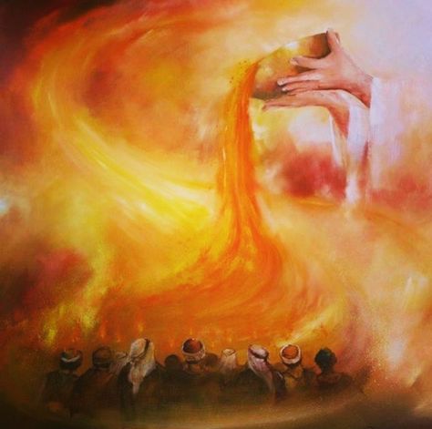 Holy Spirit Painting, Prophetic Art Worship, Prophetic Painting, Golden Bowl, Anointing Oil, Prophetic Art, Pentecost, Biblical Art, Prayer Warrior