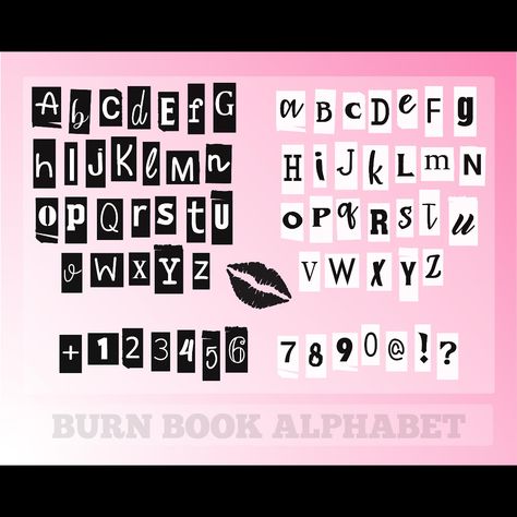 Burn Book Alphabet, Burn Book Letters, Letters Cricut, Fonts Canva, Book Svg, Burn Book, Book Letters, Cricut Fonts, Cricut Cut Files