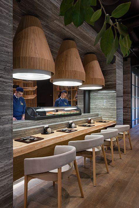 Fujiwara Yoshi on Behance Sushi Bar Design, Sergey Makhno, Japanese Restaurant Interior, Night House, Japanese Restaurant Design, Restaurant Vintage, Chaise Restaurant, Architecture Luxury, Nice Night