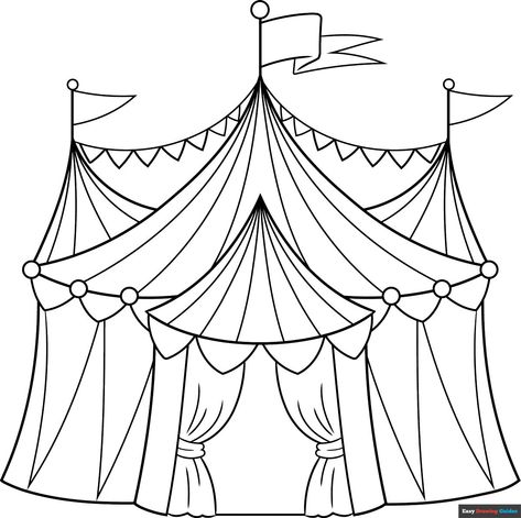 Free, printable circus tent coloring page for kids. Print it out or color it online. https://easydrawingguides.com/coloring-pages/circus-tent/ Circus Tent Drawing, Building Coloring Pages, Tent Drawing, Diy Drawings, Popular Cartoon Characters, Easy Drawing Guides, Free Printable Coloring Sheets, Easy Cartoon, House Colouring Pages