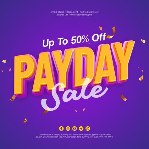 Payday Design, Payday Sale Design, Offer Banner Design, Banner Design Background, Payday Sale, Offer Banner, Sale Banner, Text Effect, Design Background