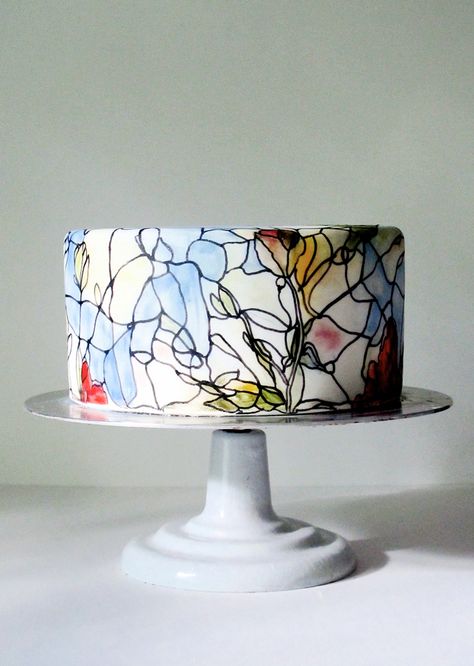 Beautiful Cake Pictures, Watercolor Wedding Cake, Single Tier Cake, Pastel Cakes, Hand Painted Cakes, Watercolor Cake, Glass Cake, Glass Cakes, Dream Cake