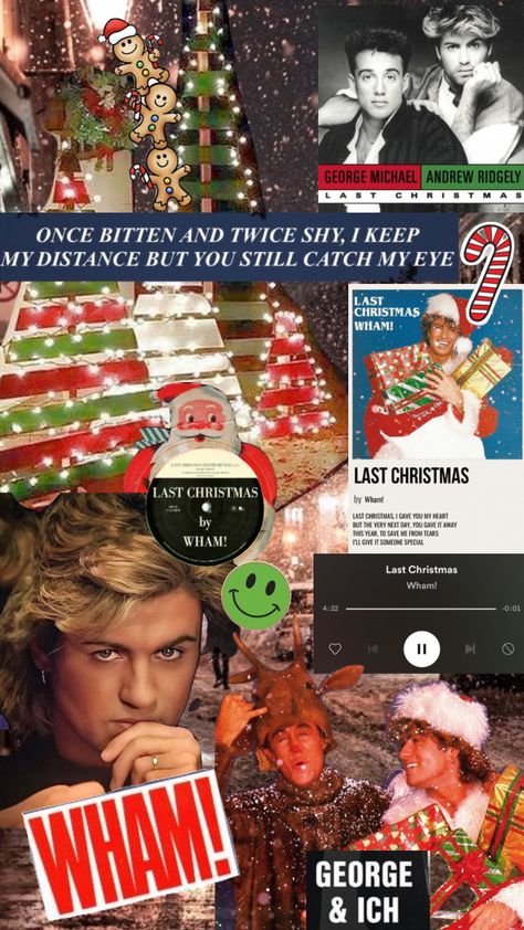 #lastchristmas #georgemicheal #wham #aesthetic #christmas #vintage #music #moodboard Last Christmas Wham Wallpaper, 80s Christmas Wallpaper, Wham Last Christmas Wallpaper, Wham Wallpapers, Wham Aesthetic, George Michael Aesthetic, Christmas Aesthetic Blue, Christmas Music Aesthetic, 80s Christmas Aesthetic