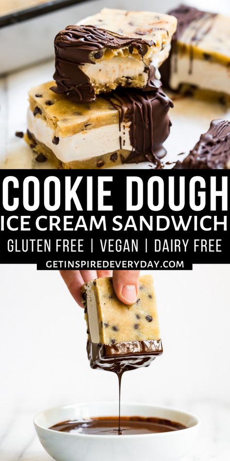 Oat Flour Cookie Dough, Vegan Cookie Dough Ice Cream, Gluten Free Ice Cream Sandwich, Edible Cookie Dough Recipe, Vegan Ice Cream Recipe, Vegan Cookie, Vegan Cookie Dough, Salted Caramel Brownies, Cookie Dough Ice Cream