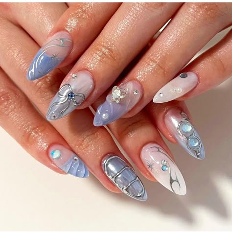 All Items In My Store Are Brand New Comes With 24 Nails Includes Glue Strip For Installation (And Less Messy Than Liquid Glue!) Fake Nails Long, Nagellack Trends, Nagel Tips, Korean Nails, Blue Nail, Nail Forms, Stick On Nails, False Nail, Nail Arts