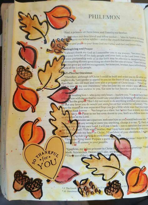 Thanksgiving Bible Journaling, Fall Bible Journaling Ideas, Philemon Bible Journaling, Proverbs 8 Bible Journaling, Proverbs 16:9 Bible Journaling, Illustrated Faith Bible Journaling, Bible Journal Notebooks, Bible Journaling For Beginners, Binder Journals