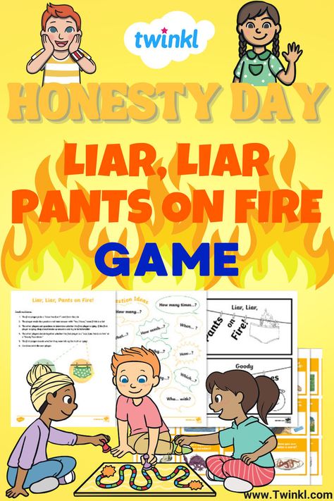 Liar, Liar Pants On Fire Game Honesty Crafts For Kids, Honesty Activities For Kids, Liar Liar Pants On Fire, Past Simple Tense, Pants On Fire, Kids Lying, Liar Liar, Simple Present Tense, Mindset Activities