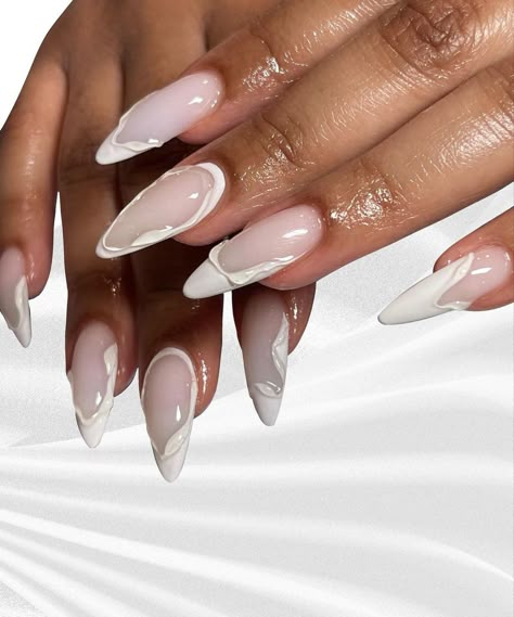 White Minimal Nails, White Nails For Graduation, Nail Inspo Ideas, Classy Almond Nails, Biab Nails, Pretty Fingers, Minimal Nails, Work Nails, Classy Acrylic Nails