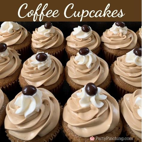 Coffee Inspired Cupcakes, Coffee Theme Cupcakes, Coffee Flavored Cupcakes, Coffee Cupcakes Recipe, Coffee Cupcakes With Box Cake, Boxed Cupcake Recipes, Cupcakes Using Box Mixes, Cupcake Recipes From Box Cake Mixes, Coffee Cupcake Recipes