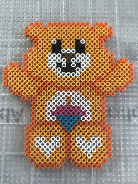 Orange care bear perler bead Perler Care Bear, Carebear Perler Bead Patterns, Care Bear Perler Beads Pattern, Care Bear Perler Beads, Orange Care Bear, Hama Disney, Melt Beads Patterns, Easy Perler Bead Patterns, Hama Beads Design