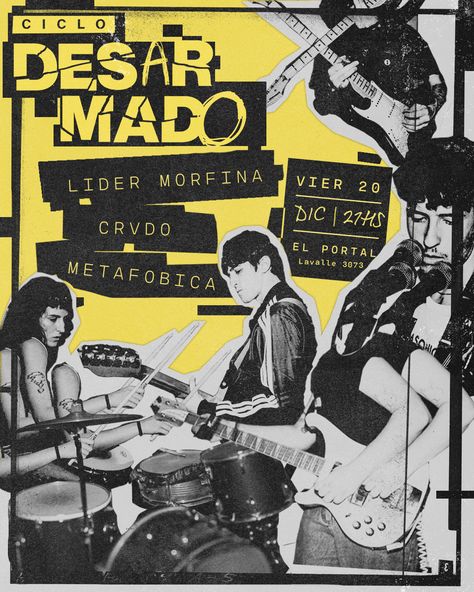 Gig flyer for rock bands Band Performance Poster, Band Gig Poster, Punk Gig Poster, Grunge Band Posters, Punk Bands Posters, Punk Rock Flyers, Band Flyer, Gig Posters Design, Grunge Collage