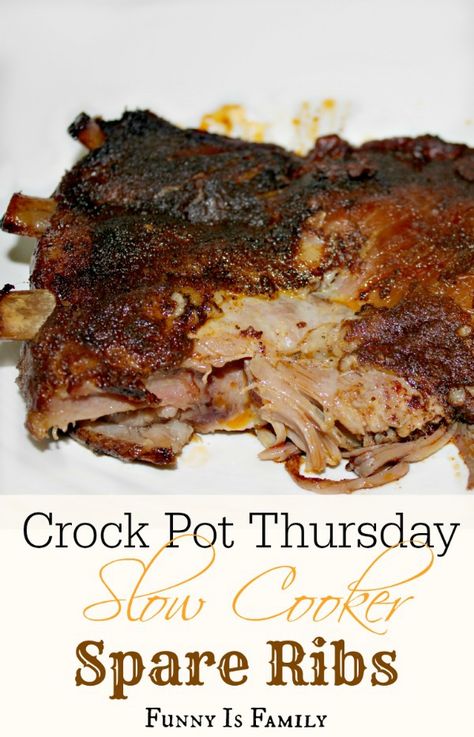 These Slow Cooked Spare Ribs are so good, you'll think they were made on the BBQ! #crockpot #onepot #slowcooker Slow Cooker Spare Ribs, Crockpot Ribs, Slow Cooker Ribs, Slow Cooker Desserts, Crockpot Dishes, Spare Ribs, Crock Pot Slow Cooker, Crockpot Recipes Slow Cooker, Crock Pot Cooking