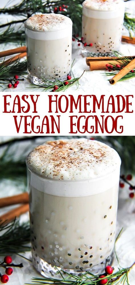 Rich and creamy vegan eggnog that you can easily make at home with a few simple ingredients! Use any plant-based milk or sweetener that you choose. Vegan Eggnog Recipe, Smoothie Bowl Vegan, Dairy Free Egg Nog, Vegan Eggnog, Vegan Holiday Recipes, Vegan Christmas Recipes, Creamy Recipes, Vegan Kids, Vegan Drinks