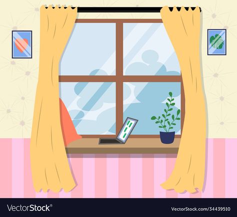 Window Illustration, Cartoon House, Cartoon Style, Window Sill, The Window, Cartoon Styles, Png Images, Adobe Illustrator, Vector Free