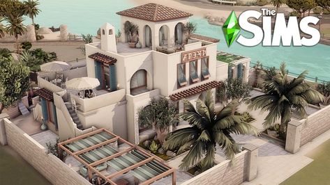 Greek RESTAURANT | La Dolce Vita Save File | Patreon Sims 4 Italian, Sims 4 Tartosa, Mediterranean Restaurant, Greek Restaurant, Greek Restaurants, Sims 4 Body Mods, Special Video, Save File, Sims 4 Build