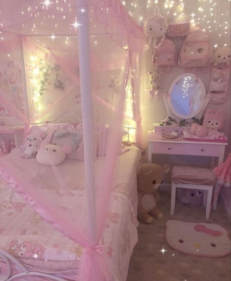 #sanrio #sanriobedroom #cutebedroom #pink Sanrio Room Decor, Sanrio Bedroom, Sanrio Room, Kawaii Room Ideas, Dream Bedroom Inspiration, Kawaii Bedroom, Hello Kitty Rooms, Pink Room Decor, Cute Bedroom Ideas