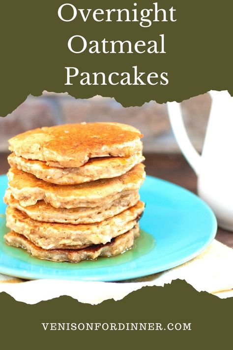 Oatmeal pancakes stick to your ribs more than any other, making them perfect for a farm breakfast for hungry kids. Can be made gluten-free. #recipe #glutenfree #pancakes #soakedoats Farm Breakfast, Pancakes On A Stick, Oat Pancake Recipe, Oatmeal Pancakes Recipe, Overnight Oatmeal, Gluten Free Flour Blend, Oat Pancakes, Oatmeal Pancakes, Breakfast Pancakes