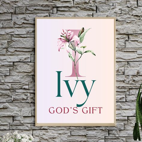 Vivienne Name Meaning, Ivy Name Meaning, Genevieve Name, Ivy Name, Scarlett Baby Name Wall Art, Name Wall Art, Printable Nursery Art, Baby Names And Meanings, Dont Touch My Phone Wallpapers