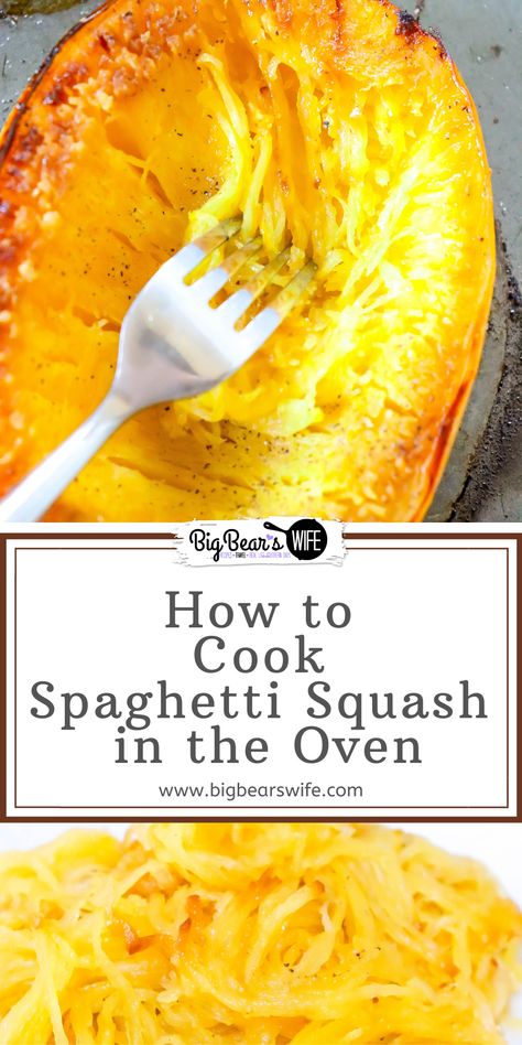 Trying to learn How to Cook Spaghetti Squash in the Oven? I'll show you how I love to cook prep and cook Spaghetti Squash! via @bigbearswife Cooking Spagetti Squash, Spaghetti Squash Microwave, Healthy Squash Recipes, Spaghetti Squash Recipes Healthy, Spaghetti Squash Recipes Easy, Squash Spaghetti, Cook Spaghetti Squash, Spaghetti Squash Lasagna, Cooking Spaghetti Squash