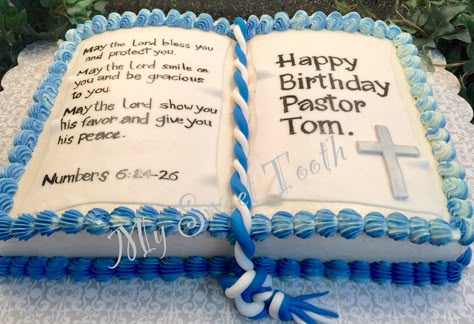 Open Bible Cake Design, Pastor Birthday Cake Ideas, Bible Cakes Ideas, Bible Cake Design Ideas, Christian Birthday Ideas, Pastor Cake Ideas, Bible Cake Birthday, Bible Cake Ideas For Pastor, Bible Verse Cake