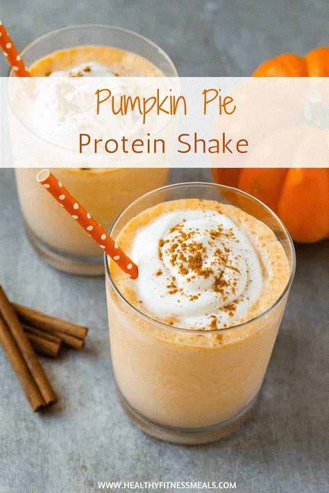 Pumpkin Pie Protein Shake | Pumpkin Pie Recipe | Pumpkin Pie Shake | Pumpkin Pie Smoothie | Pumpkin Smoothie Recipe | #pumpkinpie #pumpkinsmoothie #pumpkinrecipe Pumpkin Pie Protein Smoothie, Pumpkin Pie Protein Shake, Pumpkin Protein Shake, Protein Drink Recipes, Shake Ideas, Pumpkin Pie Protein, Premier Protein Shakes, Pumpkin Protein, Healthy Pumpkin Pies