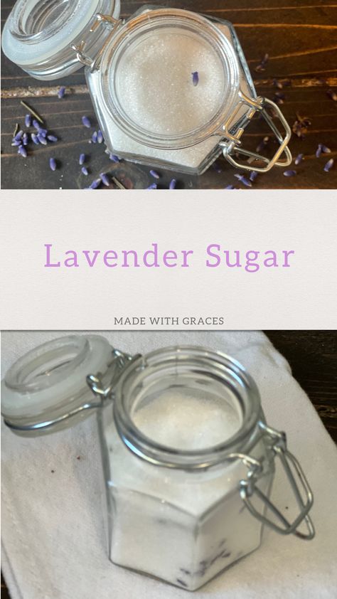 Homemade-Lavender-Sugar-Made-With-Graces Lavender Sugar, Bath Salts Diy, Halloween Hocus Pocus, Stone Fruits, Flavored Sugar, Flavor Enhancers, Lavender Buds, Lavender Sachets, Coffee Tshirt