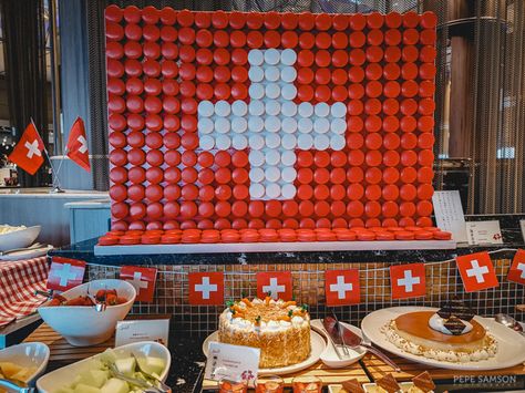 Swiss Themed Party, Switzerland Themed Party, Swiss National Day, Swiss Cuisine, Asparagus Wraps, Chocolate Pairings, Dessert Spread, Swiss Chocolate, Bread Shaping