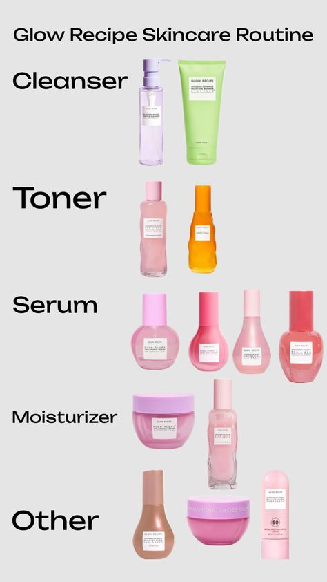 Choose ur glow recipe routine and comment ur picks! 🍉 🧴 #beauty #preppy #skincare Glow Recipe Skincare, Preppy Skincare, Glow Recipe, Moisturizing Serum, Moisturizer Cream, Skincare Routine, Toner, Serum, Moisturizer