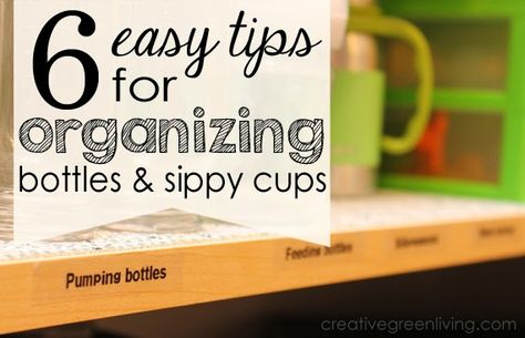 If your bottle parts and sippy cups are out of control, try these six tips to organize the chaos. Diy Toy Organization, Toy Organization Ideas, Baby Bottle Organization, Toy Organization Diy, House Organization, Baby Storage, Clear Labels, Bottle Decoration, Baby Boy Baptism