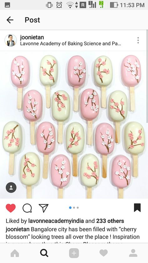 Cherry Blossom Party Treats, Cherry Blossom Treats, Cherry Blossom Party, Cherry Blossom Cake, Blossom Cake, Cake Pop Designs, Baking Science, Pink Chocolate, Chocolate Treats