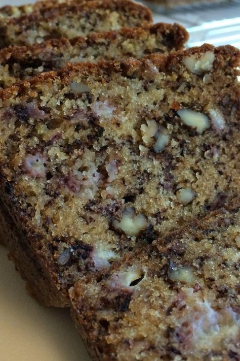 Extreme Banana Nut Bread | "This is my mom's dense, excellent, and definitely unhealthy banana nut bread recipe. It's always completely gone in minutes. This is great at parties, but hazardous at home. A very flexible recipe that will accommodate changes based on what you have on hand." #allrecipes #bread #breadrecipes #bakingbread #howtobakebread Rich Banana Bread, Banana Walnut Cake, Nut Loaf, Banana Nut Bread Recipe, Nut Bread Recipe, Banana Bread Recipe Moist, Pane Dolce, Banana Walnut, Walnut Cake