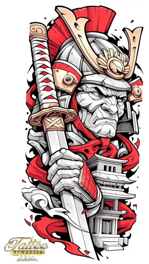 Japanese Warrior Tattoo, Samurai Drawing, Samurai Warrior Tattoo, Samurai Illustration, Card Tattoo Designs, Samurai Tattoo Design, Warrior Drawing, Manga Tattoo, Warrior Tattoos