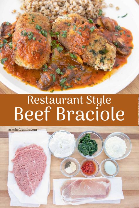 Braciole Recipe Italian, Beef Braciole Recipe, Beef Braciole, Braciole Recipe, Mushroom Tomato, Restaurant Style Recipes, Irish Cuisine, Veal Recipes, Homemade Italian