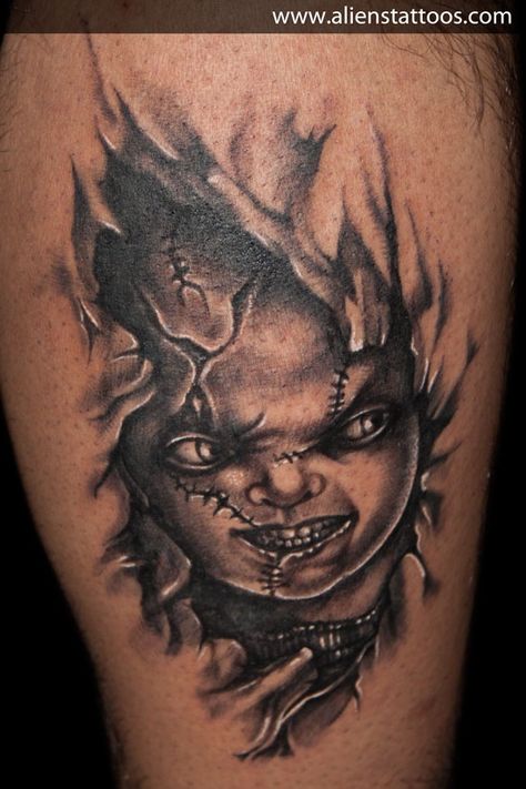 Chucky Tattoo Money Bag Tattoo, Aliens Tattoo, Chucky Tattoo, Tattoo Style Art, Girl Arm Tattoos, Money Tattoo, Movie Tattoos, Flame Tattoos, Wicked Tattoos