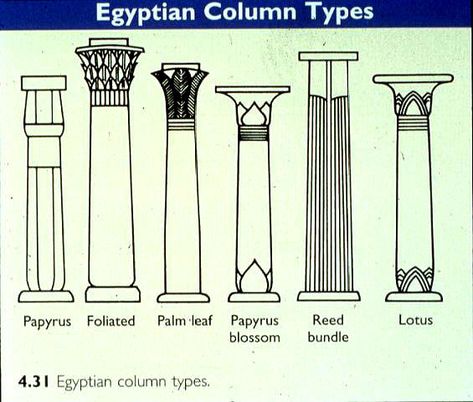 Egyptian Columns Drawing, Ancient Egyptian Columns, Egypt Archeology, Column Types, Pharaonic Design, Egyptian Columns, Ancient Egypt Architecture, Shield Drawing, Ancient Egyptian Architecture