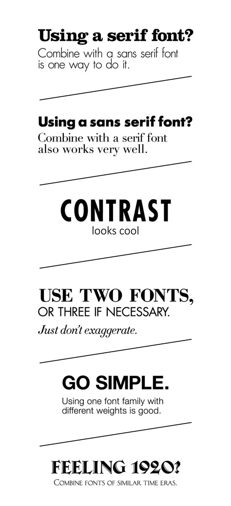 Simple Rules for Combining Fonts  (cr : gregorkaurindesign.com) Combining Fonts, Typography Rules, Business Fonts, Graphic Design Is My Passion, Font Pairings, Design Theory, Font Combinations, Design Rules, Learning Graphic Design