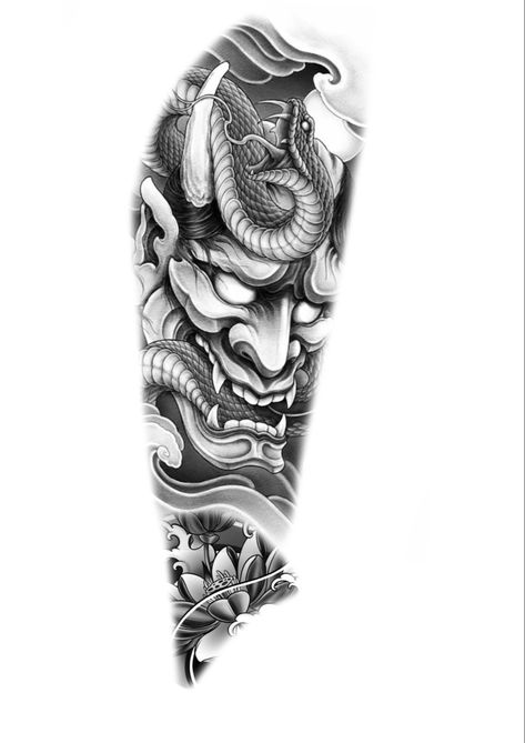 Cold Tattoo Ideas For Men, Oni Mask Forearm Tattoo, Tato Koi, ခြေသလုံး Tattoo, Oni Tattoo Sleeve, Samurai Tattoo Forearm, Japanese Tattoo Forearm, Realistic Tattoo Design Ideas, Japanese Oni Tattoo