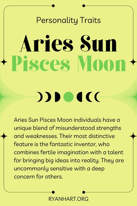 The Aries Sun Pisces Moon personality is a combination of the fire of Aries, with the water of Pisces, and the mysticism of Neptune, giving you an active mind. Aries Moon Sign, Sun In Aries, Water Quotes, Aries Season, All About Pisces, Aries Zodiac Facts, Reading Charts, Pisces Woman, Pisces Moon