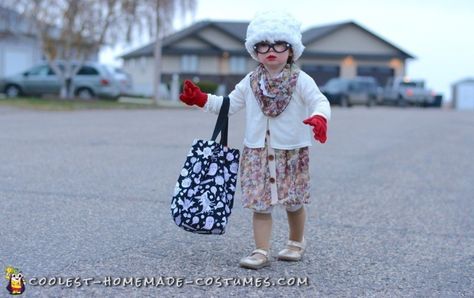 Adorably Hilarious Homemade Toddler Old Lady Costume Diy Old Person Costume For Kids, Scary Old Lady Costume, Toddler Old Lady Costume, Old Woman Toddler Costume, Old Man Baby Costume, Toddler Halloween Costume, Toddler Dress Up, Old Lady Costume, Old Halloween Costumes