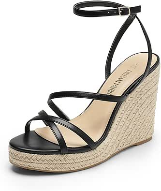 Black Espadrilles Wedges, Raffia Sandals, Espadrilles Platform, Sandal Platform, Platform Espadrilles, Platform Heels Chunky, Black Wedges, Platform Wedge Sandals, Sandals For Women